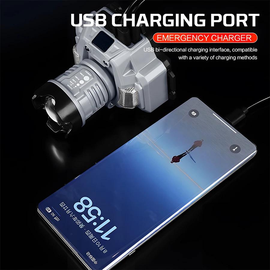 Wave Induction Headlamp Strong Light Rechargeable Ultra Bright Head Mounted Flashlight Household Outdoor Lighting Mining Lamp