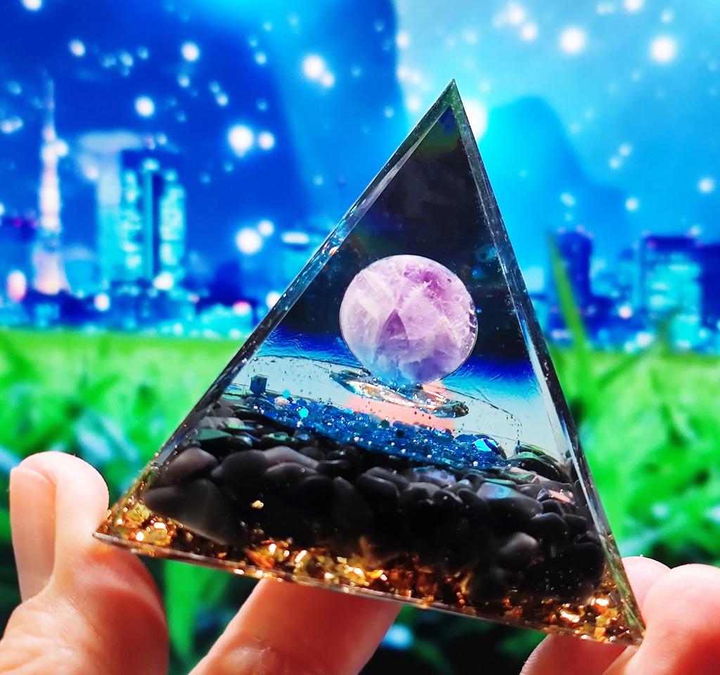 Orgonite Pyramid 60x60mm Natural Stone Pendant, 7 Chakras, Power Stone Ornament, Purification, Crystal Energy, Love Luck, Marriage Luck, Relationship
