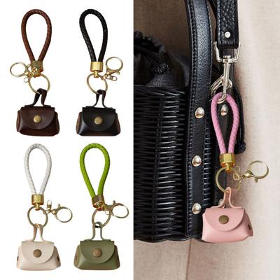 Mini Monedero Llavero de Dumpling con Cierre de Seguridad Correa de Muñeca Desmontable Cuero Sintético Impermeable Bolso Compacto Llavero