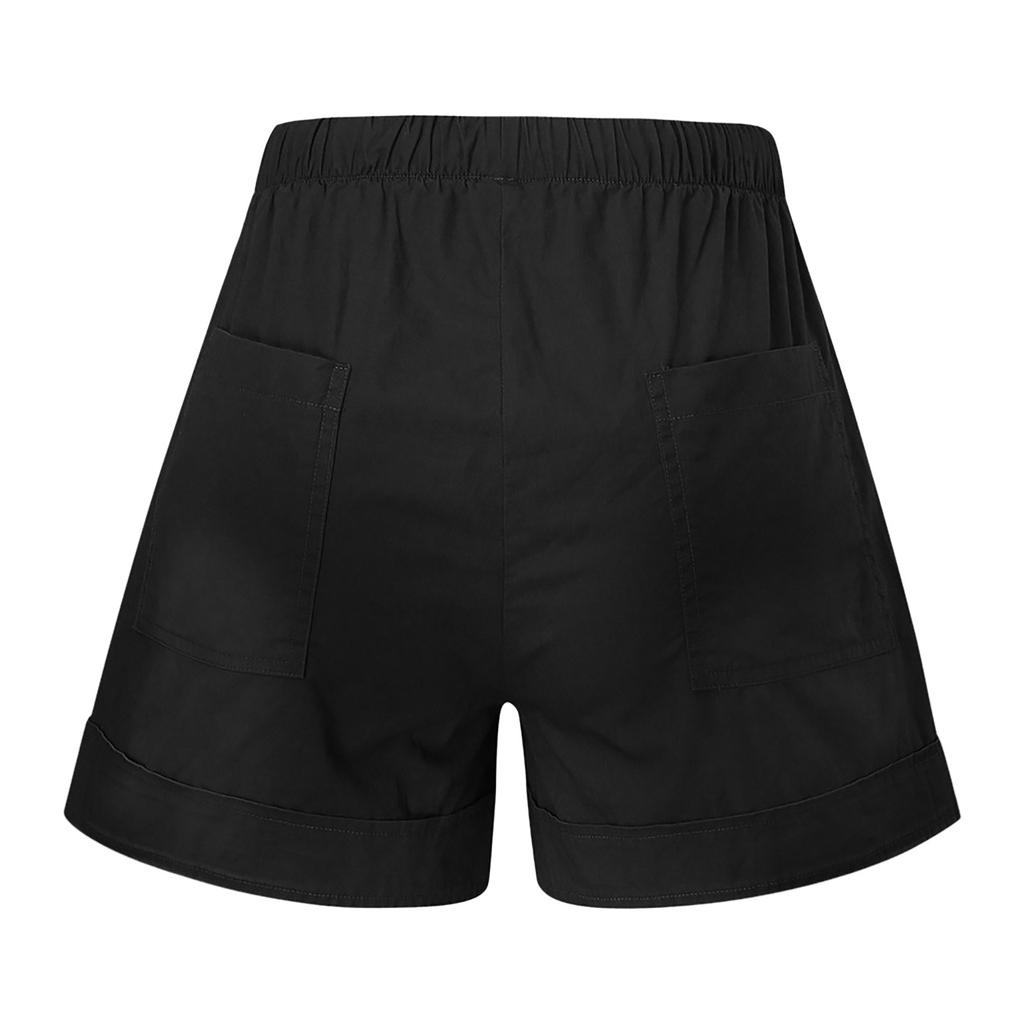Womens Comfy Drawstring Casual Elastic Waist Pocketed Loose Shorts Pants