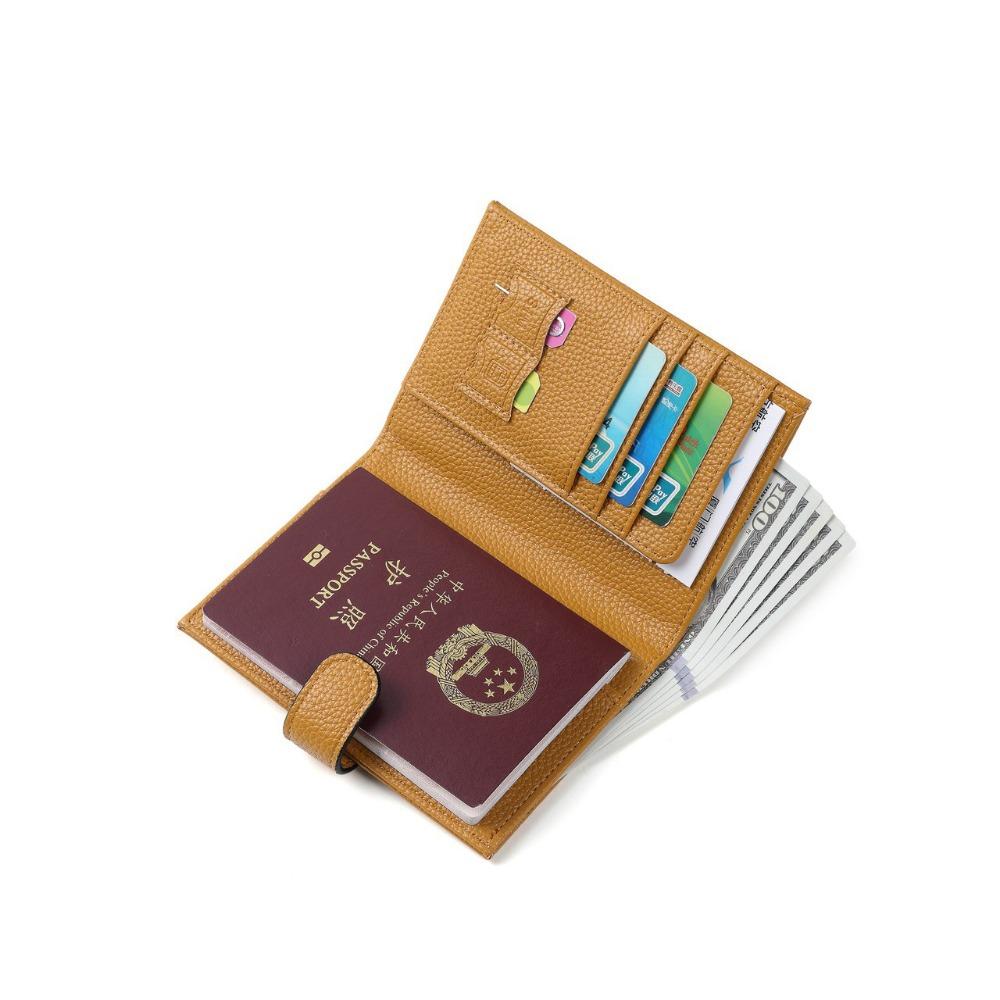 

New PU Leather RFID Passport Holder RFID Solid Color Card Holder Multi-function Anti Theft Coin Wallet Men Women жёлтый