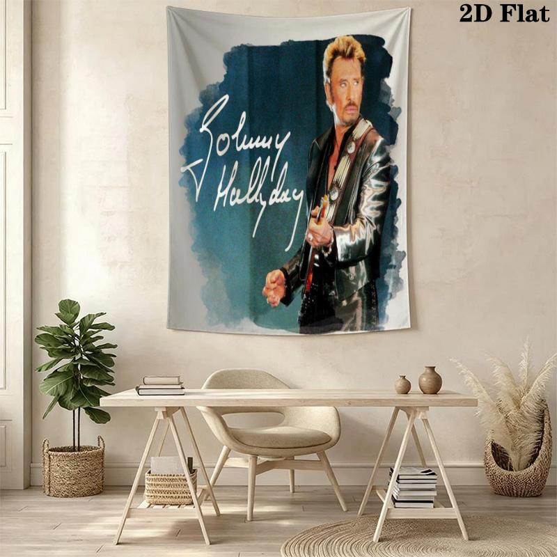 Johnny Hallyday Legend Music Tapestry Background Cloth Fashion Print Homestay Soft Decoration Tapestry Soft Wall Decoration