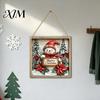 Indoor Holiday Party Decor Christmas Wooden Hanging Sign, Gnome Snowman Angel Candle 2D Wood Plaque, Winter Home Ornaments Vintage Xmas Wall