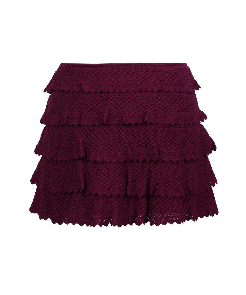 Yuhee Basic Shirring Knit Skirt Wine
