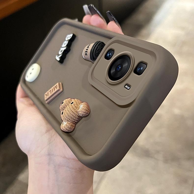 Applicable to Samsung S24U mobile phone case retro three-dimensional bear S25 anti-drop cover s23p creative a16A55A34 cute