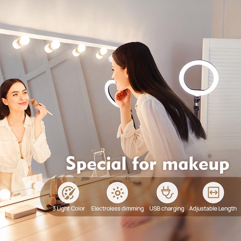 Hollywood Style LED Vanity Light with Touch-Controlled Three-Color Stepless Dimming