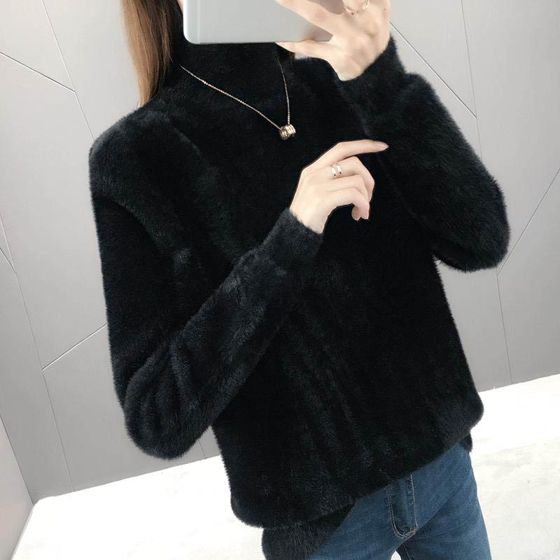 Female Cashmere Blended Knitted Sweater Women Tops Autumn Winter Turtleneck Pullovers