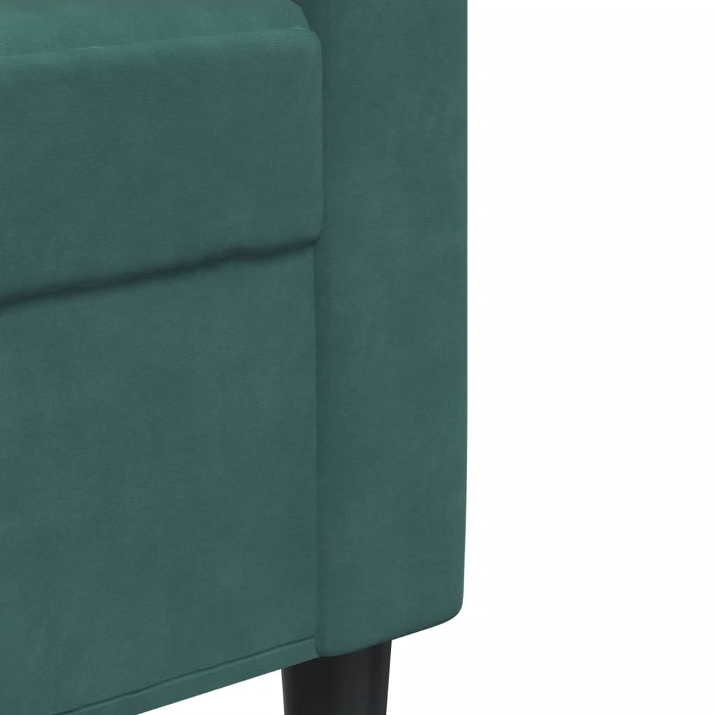 3 Piece Sofa Set with Cushions and Neck Rolls Dark Green Velvet