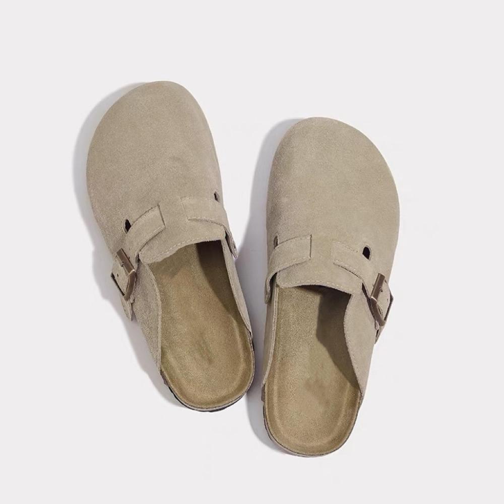 Luxury Fashion Women's Suede Mules Slippers Men Clogs Cork Insole Sandals with Arch Support Outdoor Beach Slides Home Shoes