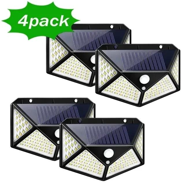 100LED Solar Wall Lamp Outdoor Lampwaterproof Motion Sensor Solar Powered Sunlight Street Lamp Garden Railing Decorative Lamp