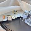 Women Open Bracelet Watch Crystal Square Quartz Wristwatch