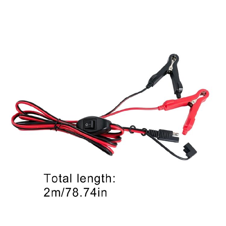 16 AWG Photovoltaik-Stromkabel mit Batterie-Klemmen, Ein/Aus-Steuerung, Sicherung und roten Plus- sowie schwarzen Minus-Seiten für 12V-Nutzung