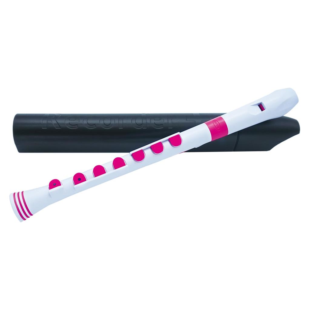NUVO Soprano Recorder, Baroque Style, Recorder+ (B), Silicone Keys, WhitePink, N320RDWPK-B [Includes Case and Fingering Chart]