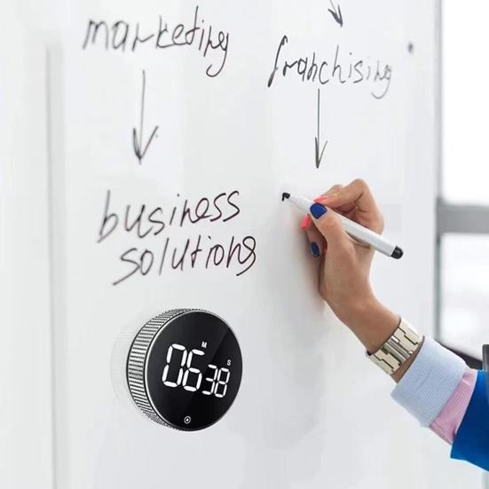 Digital Timer Magnetic Large LED Display Volume Adjustable Students Study Round Kitchen Countdown Cooking Baking Timer