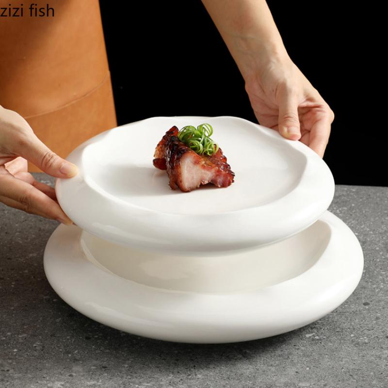Thick White Ceramic Plate Cold Dish Plate Sushi Plates Dessert Bowl Western Style Steak Plates Fruit Dish Salad Bowl Snack Tray