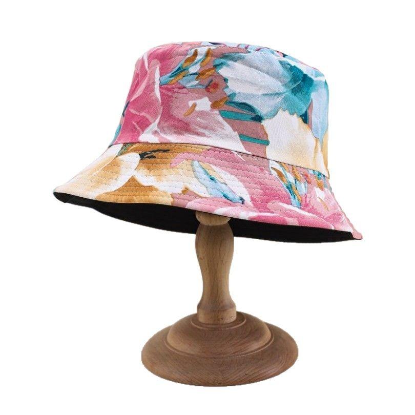 Flower Pattern Bucket Hat Men'S Double-Sided Basin Hat Women'S Trend Versatile Outdoor Sun Hat