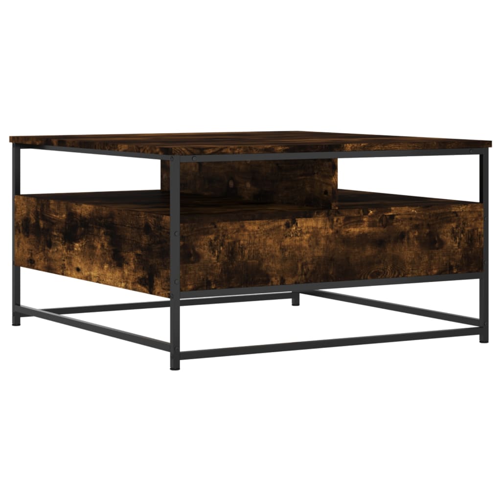 Coffee Table Smoked Oak 80x80x45 cm Wood Based Material