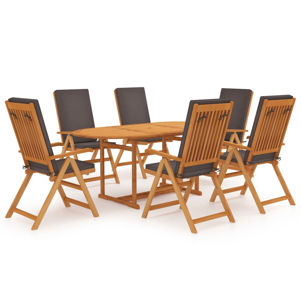 Ensemble à Manger de jardin 7pcs coussins Bois teck massif