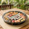 10 Pezzi Vassoio Rotondo per Sandwich con Coperchi Scatole per Imballaggio Cibo di Grado Alimentare Sushi Vassoi Durevoli per Catering Contenitore Ciotola Sushi