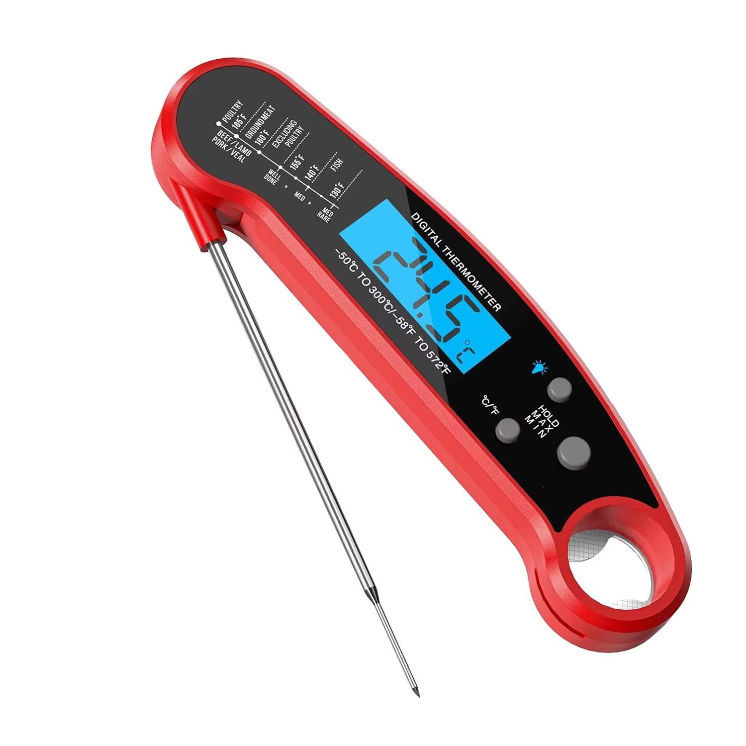 

LMETJMA Meat Thermometer Digital Instant Read Food Liquid Thermometer Waterproof Kitchen Thermometer For Cooking Grilling Baking червоний