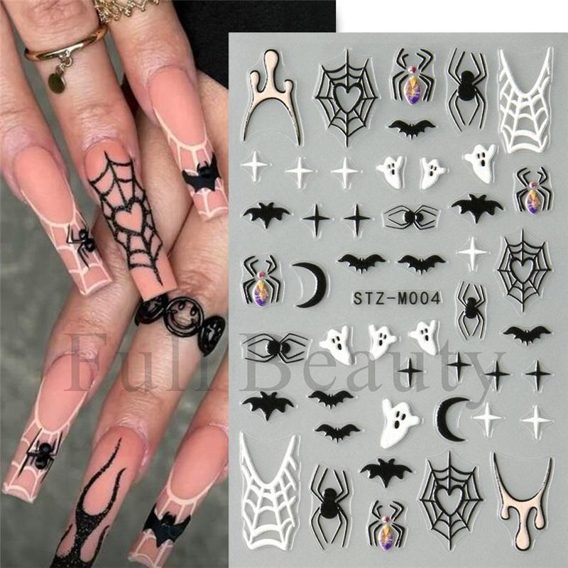 New nail art stickers Halloween micro-engraved love spider web spider skull funny cartoon nail art stickers