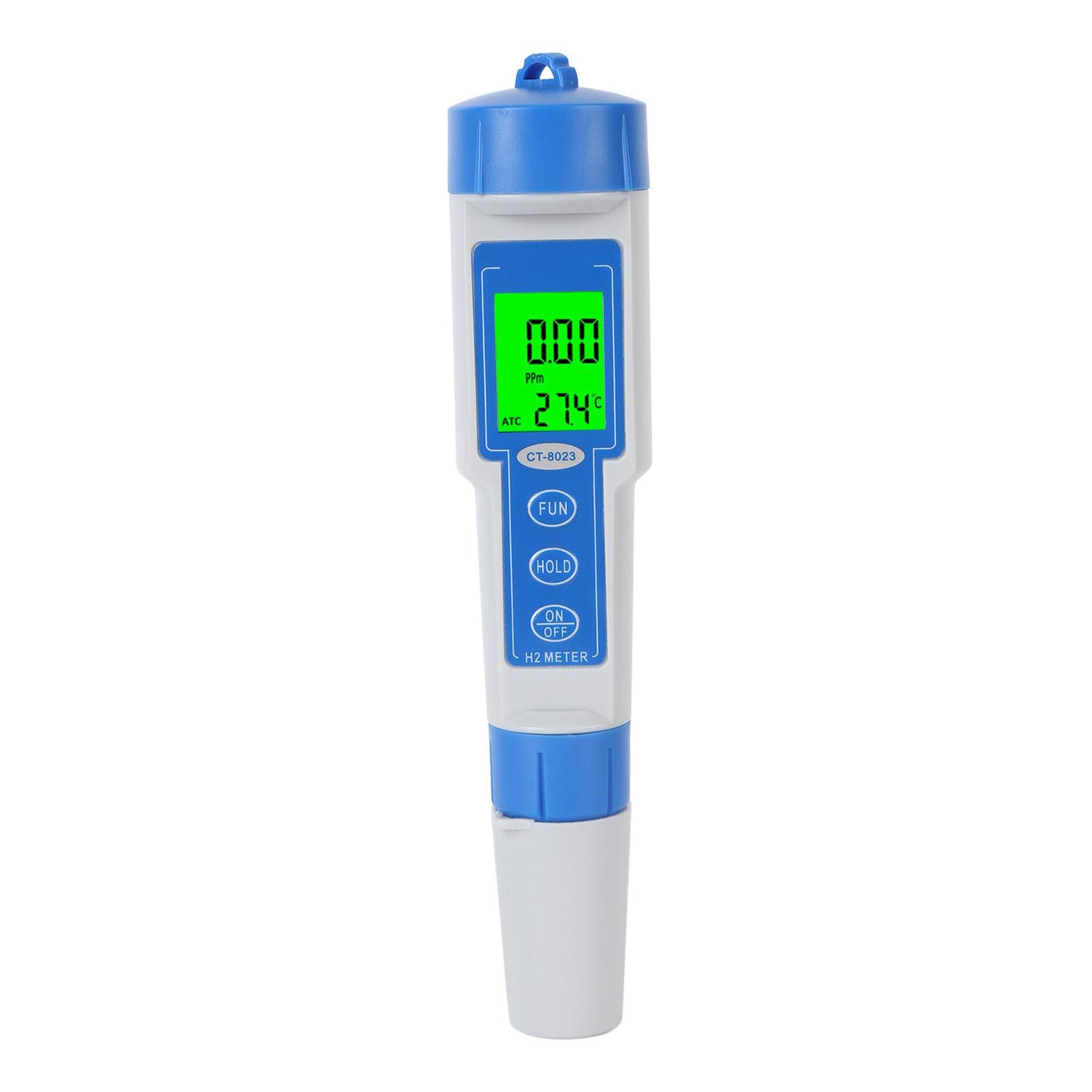 

Digital Hydrogen Meter Backlight LED Display Data Hold Function Pen Type H2 Meter Water Quality Tester with ATC