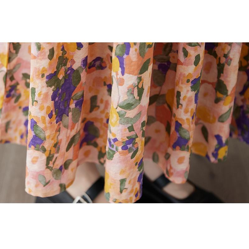 DIMANAF 2025 Damen Übergröße Frühling Sommer Langes Kleid Druck Freizeitkleid Locker Basic Maxi Neu Vintage