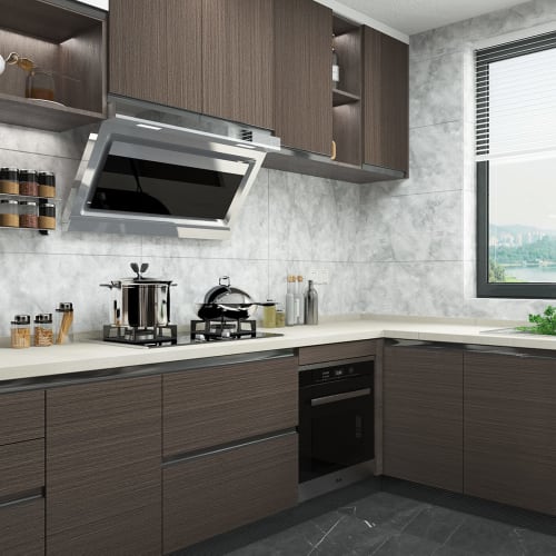 Boobest Dark Gray Wood Grain Wallpaper Sticker, 80cm Wide X 400cm Long, Peelable, Waterproof, Stain-Resistant, Easy To Clean, Large Size, Wood Grain S