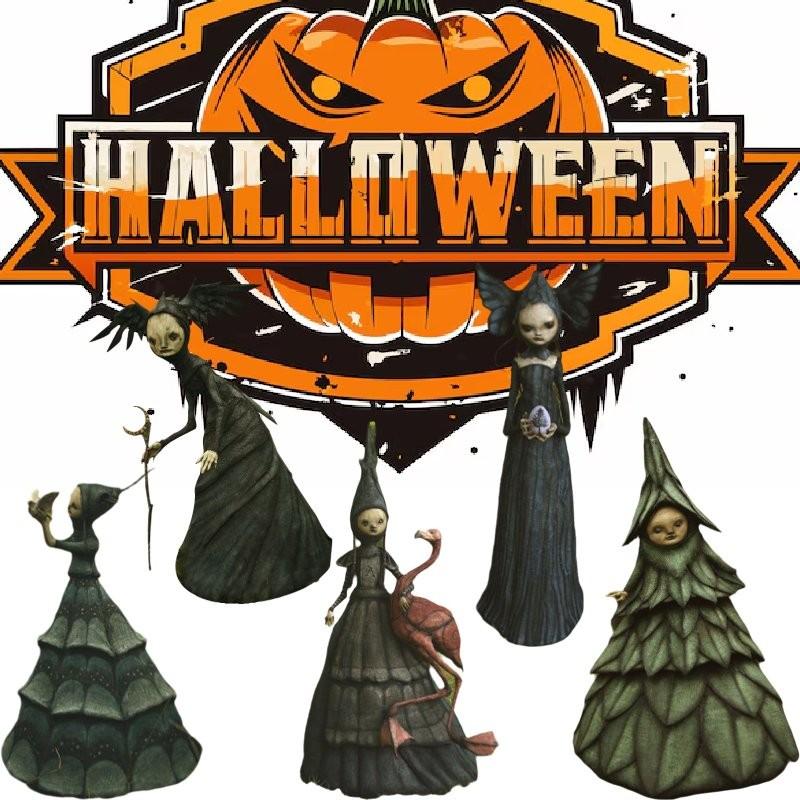 Halloween Witches Ghost Decorations Horror Props Garden Ornament Craft Resin