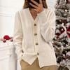 Women's Autumn/Winter V-Neck Knitted Cardigan with Heart Row Buttons