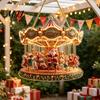 Holiday Party Decorations Christmas Santa Claus Carousel/Snow Cottage Hanging Ornament, Double-Sided Winter Festival Ornaments Acrylic Pendant