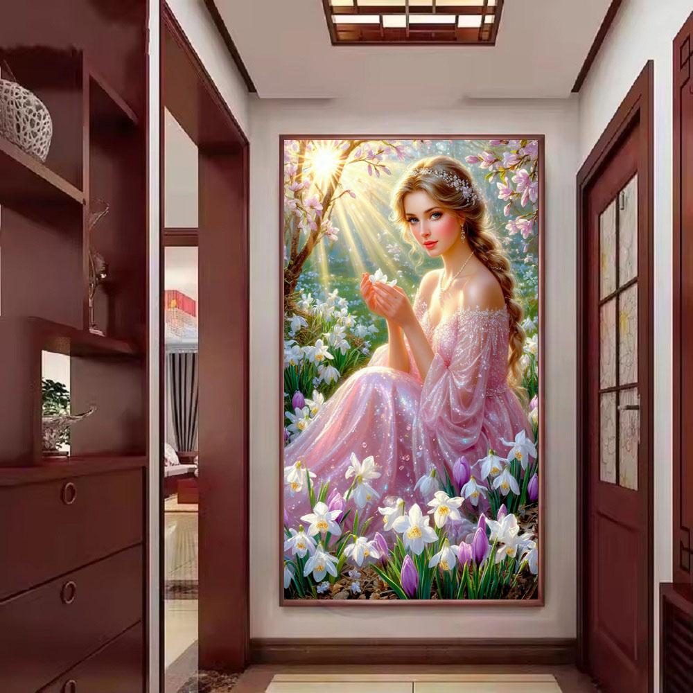 Beautiful Girl and Flowers Picture DIY Diamond Painting Cross Stitch Full Drills Diamond Mosaic New Collection Home Decor