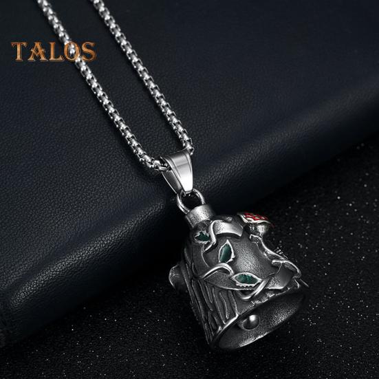 Dzwonek Luck Riding Bell Biker Guardian Lucky Bell Dzwonek ze stali tytanowej z grawerowanymi różami, wiszący dzwonek na klucze, plecak samochodowy