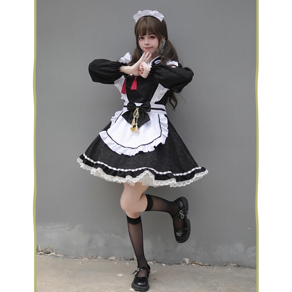 Maid Lolita Bow Open Long or Short for School and Socks Sleeve Size [RPFLQ] Women's Costume, Style, Tie, Chest, Apron, Sleeves, Ruffles, Cute, Moe,