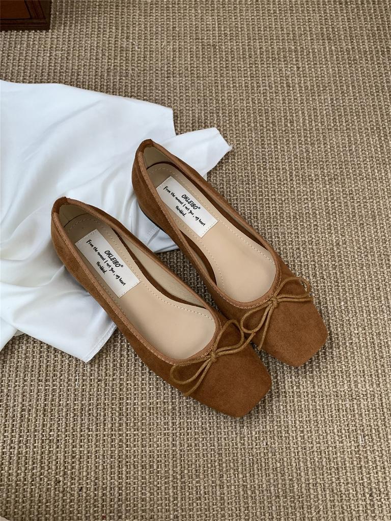 French Temperament Thick Heel Single Shoes Women's 2025 New Niche Elegant Gentle Fairy Suede Light Mouth Evening Shoes