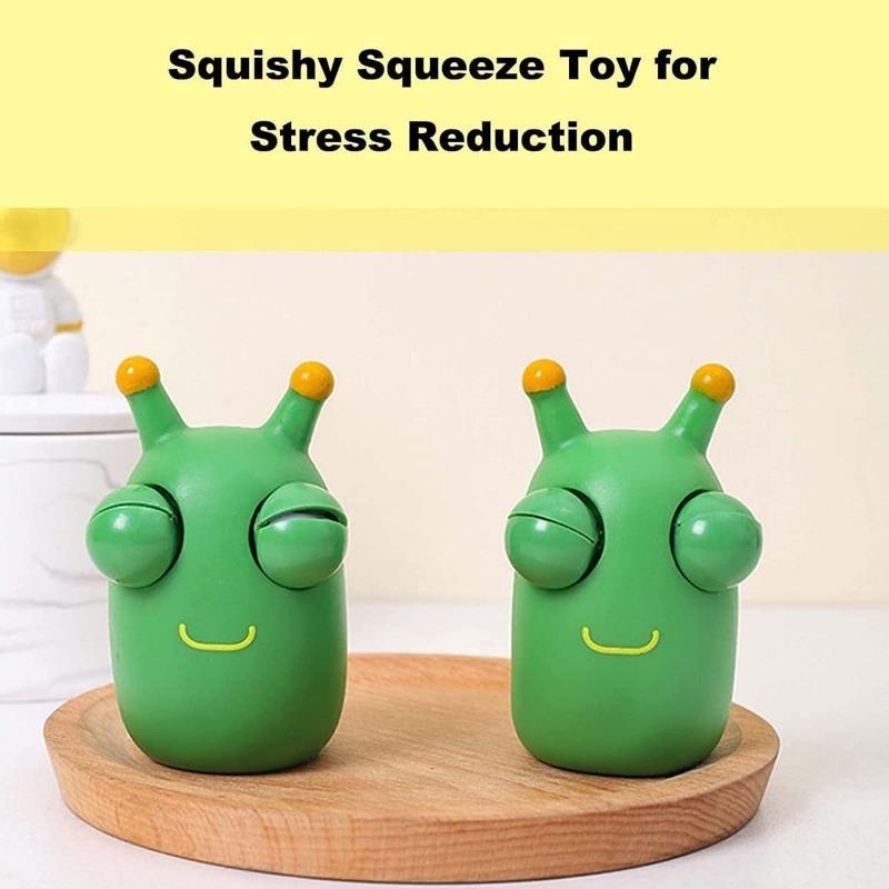 1Pcs Funny Grass Worm Pinch Toy Green Eye Bouncing Worm Squeeze Toy Relieve Anxiety Decompression Toy ZPG