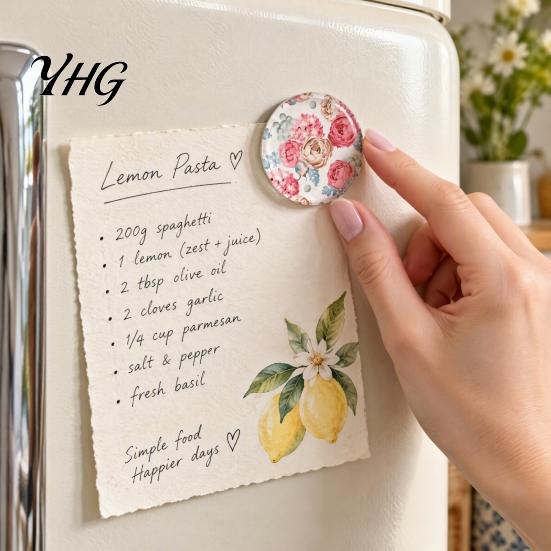 Hand Painted Flower Magnets 12Pcs Resin Epoxy Floral Refrigerator Magnet, Pattern Fridge Decorative Round Magnetic Decoration for Kitchen Office