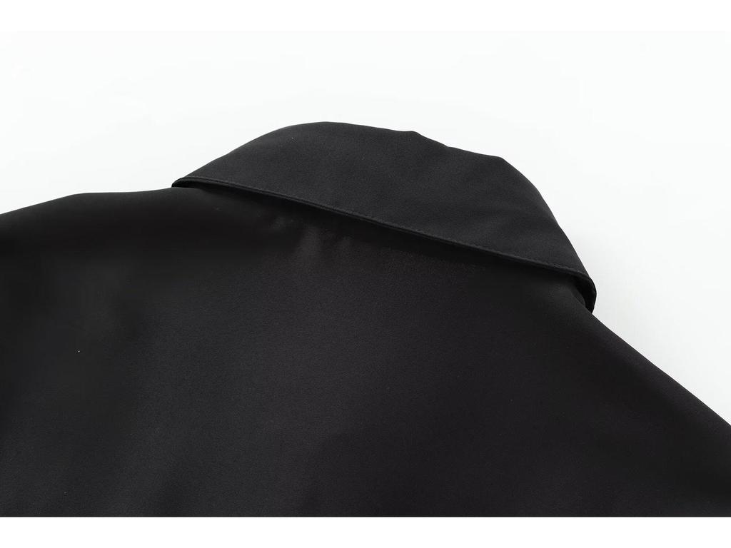 2025 Women's European & American Temperament Long Sleeve Shirt Dress with Pocket Detail