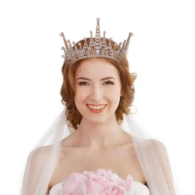 Adjustable Hair Accessory with Sparkling Stones Elegant Queen Crown Decoration Unique Wedding Hairband for Bride