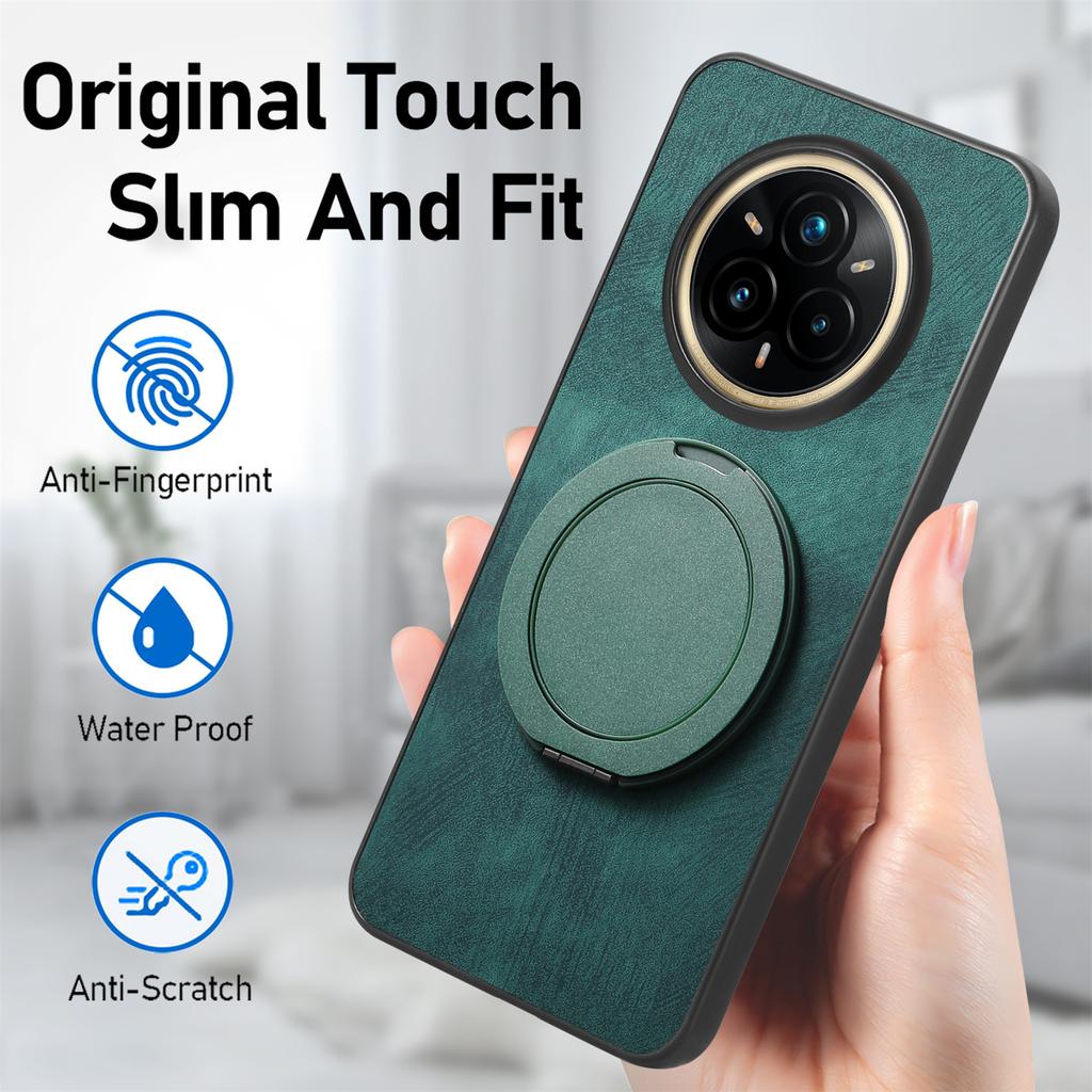 For Realme 14 Pro 5G Phone Case with Rotating Kickstand Stress Relief Retro Leather Back Cover
