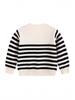 Frühling & Herbst Baby Baumwolle Knopf Strickpullover - Unisex Rundhals Streifen Oberteil