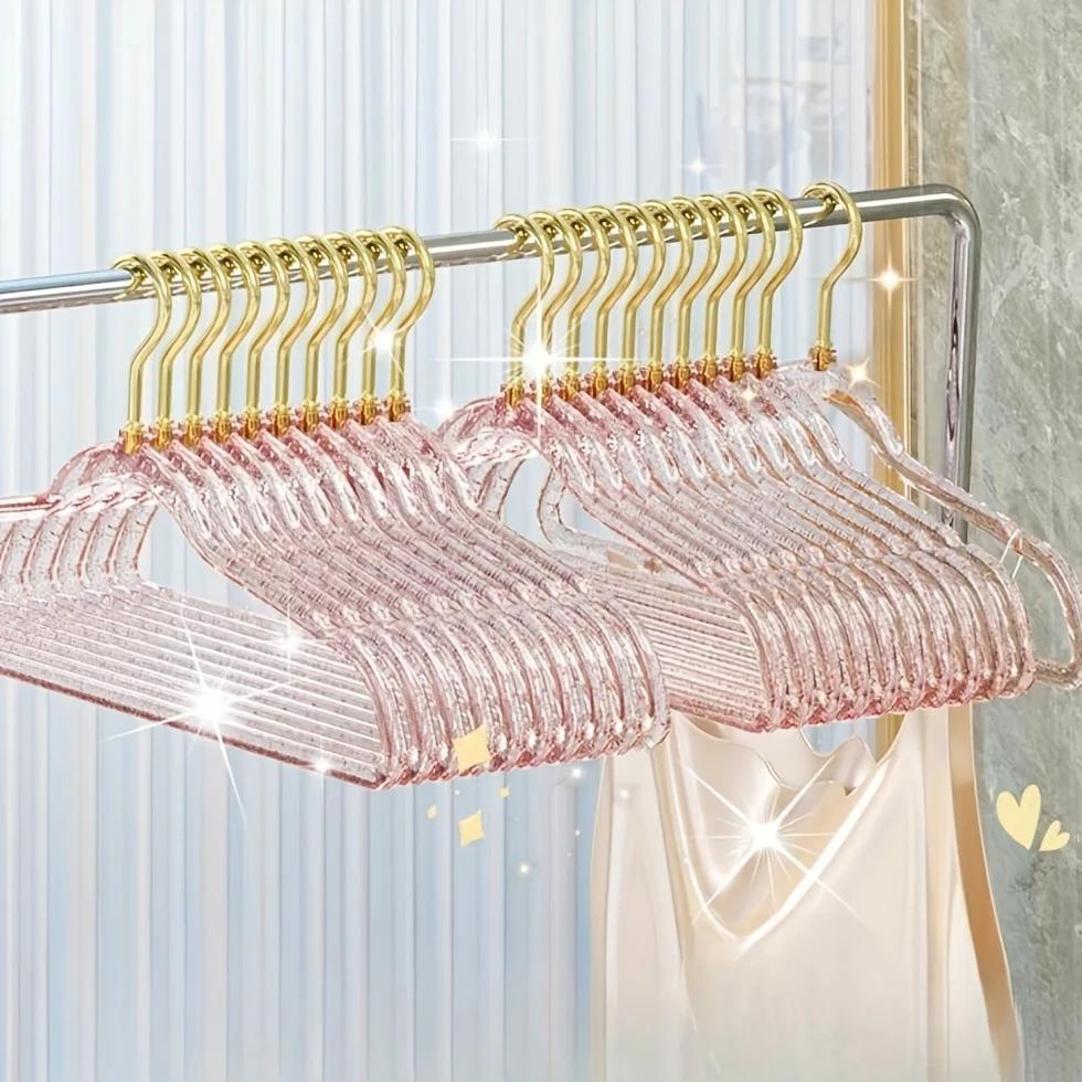 10Pcs Transparent Clothes Hanger, Home Clothes Hanger, No Marks, Anti Slip Clothes Hanger, Clothes Drying Support