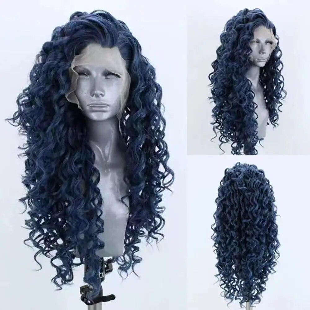 Orange Long Curly Lace Wig Cosplay Wig Halloween Synthetic Long Hair Role Play Wig for Women Girls Lace Front Wig