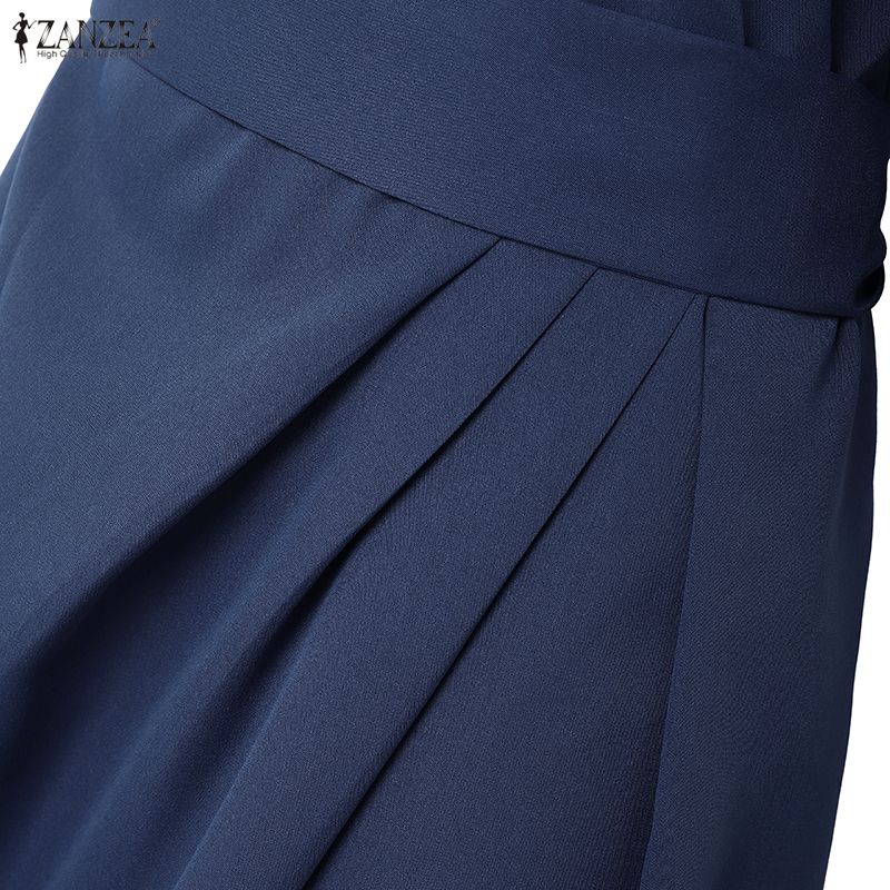 ZANZEA Women Solid Color Casual Round Neck Loose Half Sleeve Dress