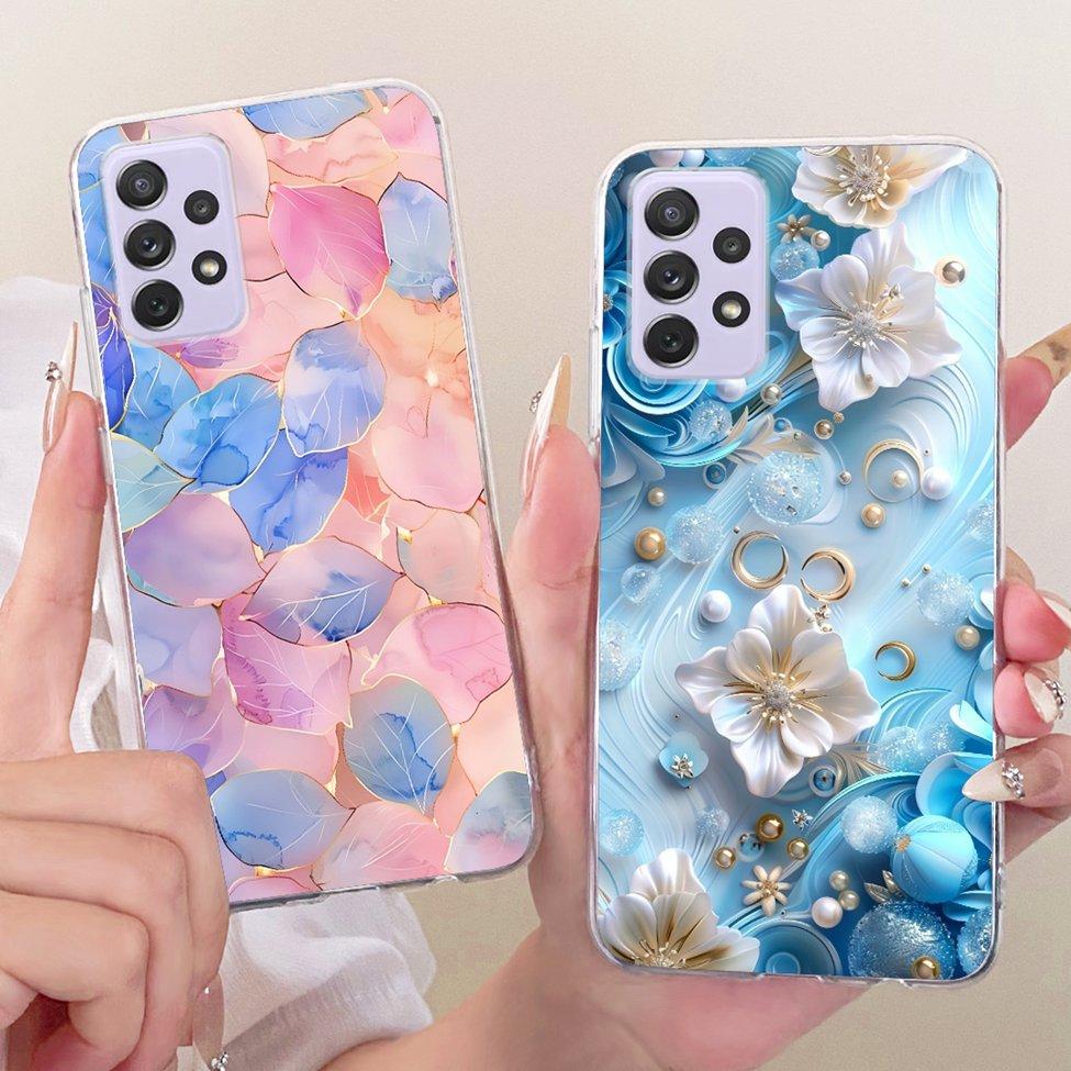 Transparent For Samsung Galaxy A72 4G Case Cute Fashion Flowers Funny Painted Casing For Samsung A72 4G SM-A725M SM-A725F Cover