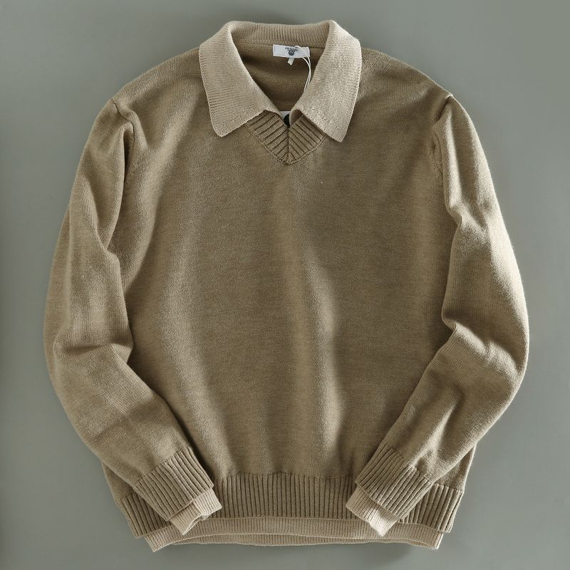 Foreign Trade Export Surplus Orders Men's Fake Two Pieces V-neck Lapel Knit Lazy High-Grade Loose Couple Sweater Fashion