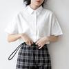 Shirt Blouse Short Sleeve Regular Collar Pocket Collar Simple Plain Spring Summer Autumn Cutter Wide Shirt Solid Tops Office Casual Button [Bubu