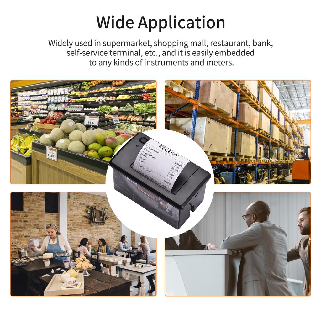 Aiebcy Embedded Thermal Receipt Printer 58MM Mini Printing Module Low Noise with USB/RS232/TTL