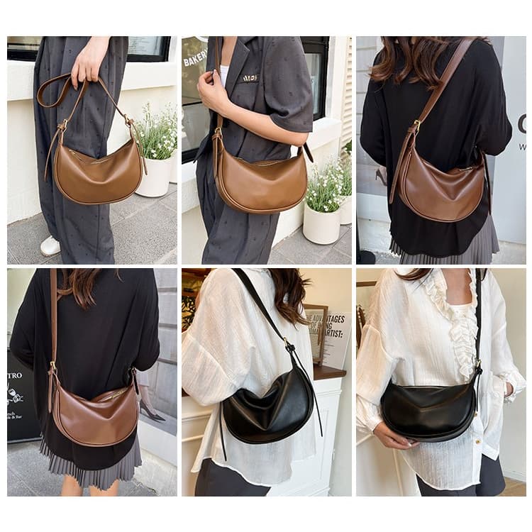 Soft Leather Pleated Crescent Armpit Bag Women's Shoulder Messenger Bag