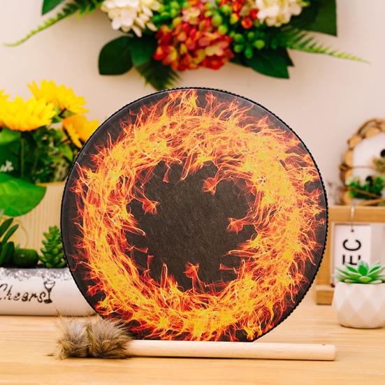 1 Set Shaman Drum with Drumstick Holiday Decoration Ethnic Style Bohemian Small Sound Healer Drum Percussion Instrument